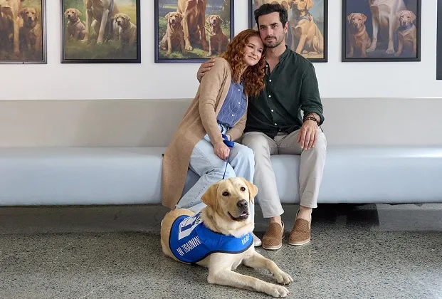 Sarah Drew stars in Hallmark Movies & Mysteries' 'Guiding Emily' with Eric McCormack as a Labrador.